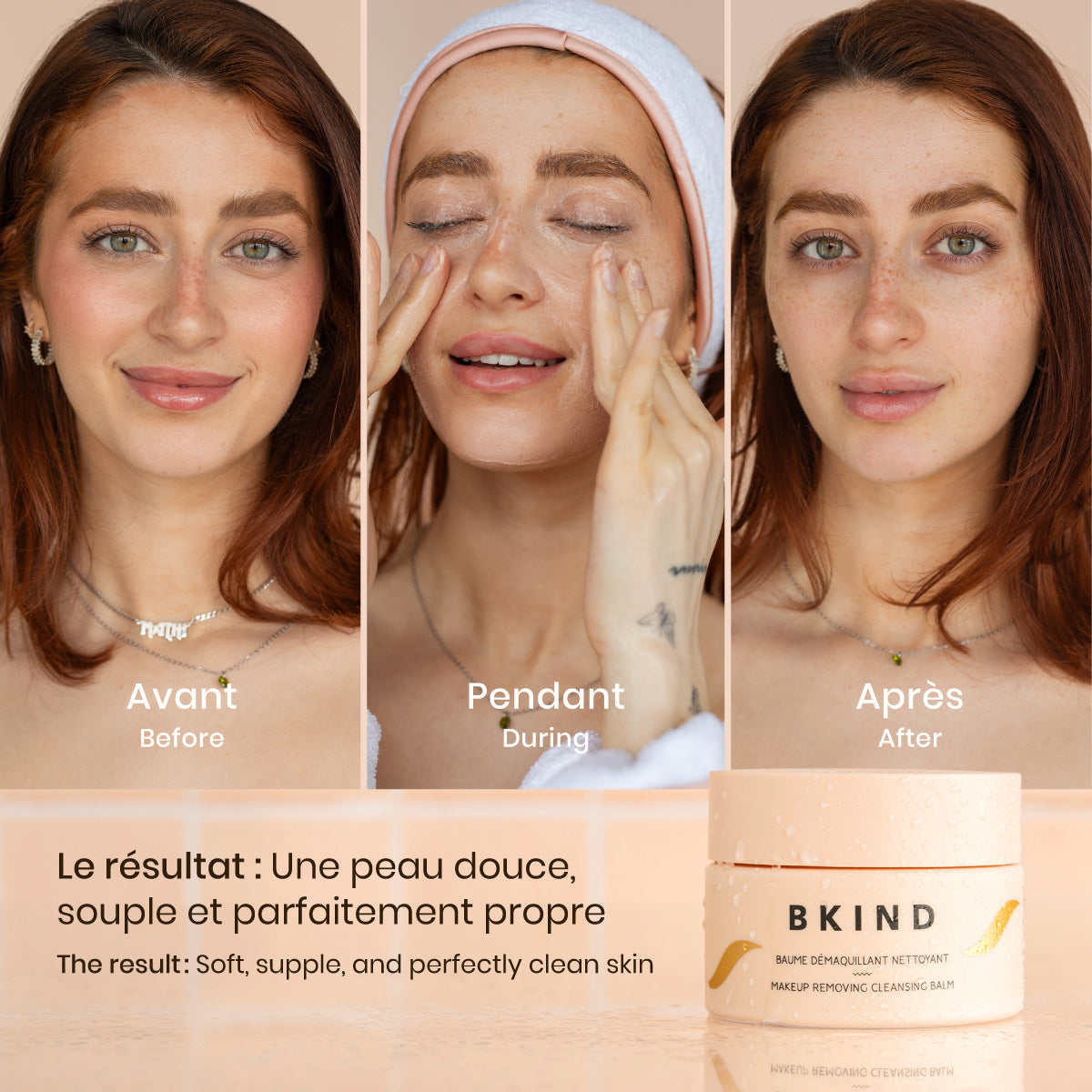 Baume démaquillant nettoyant processus BKIND Makeup Removing Cleansing Balm process