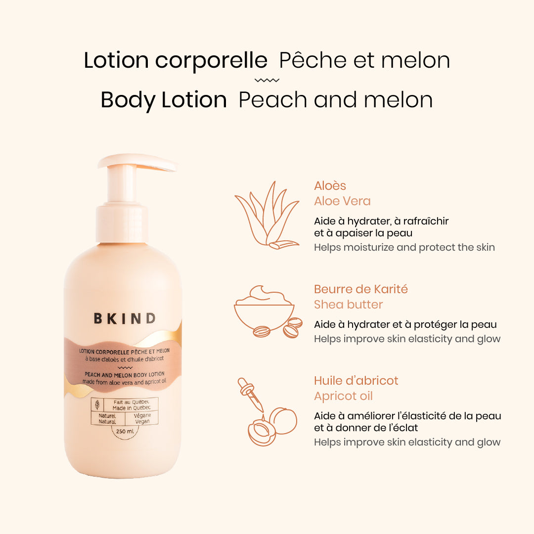 Lotion corporelle hydratante - Pêche et melon