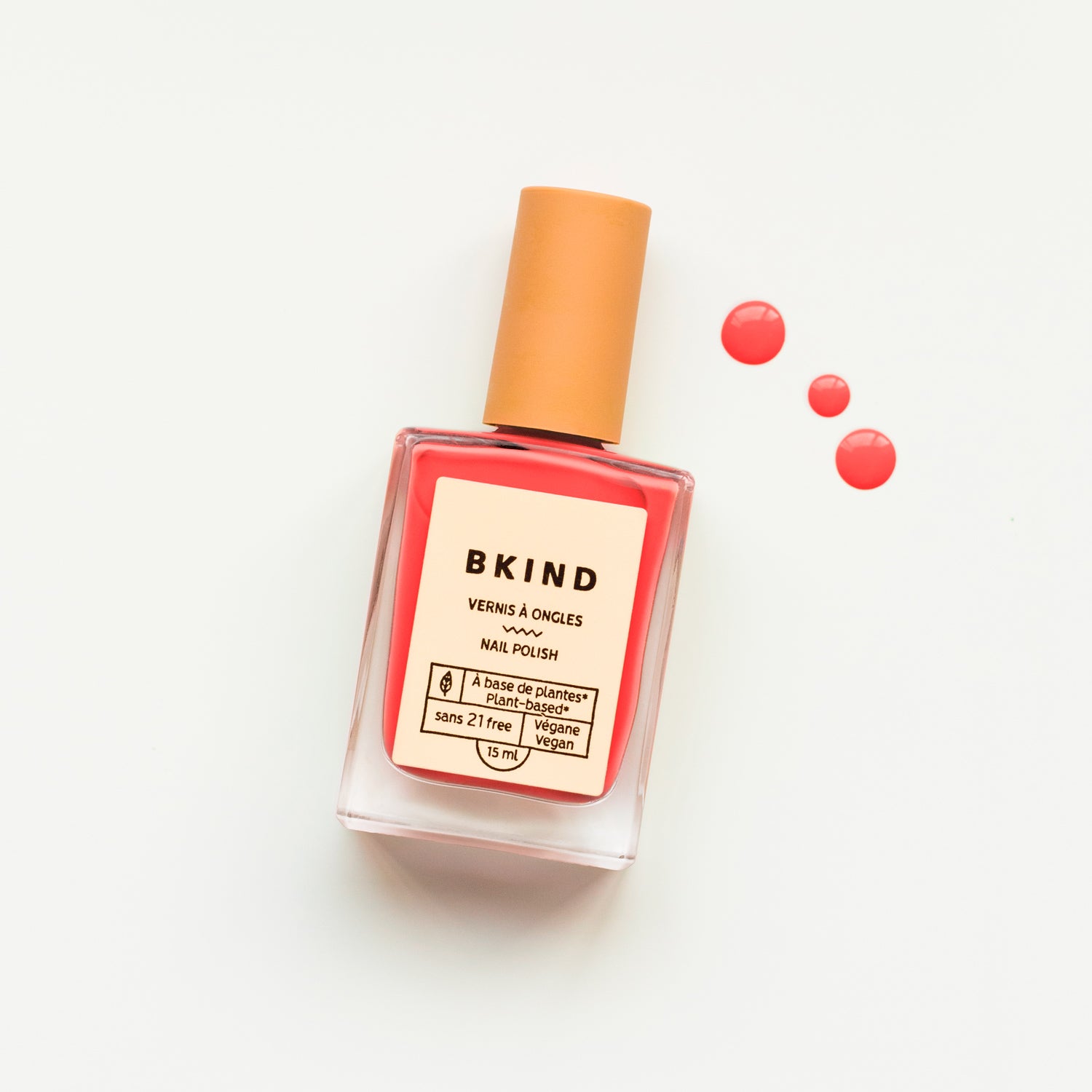Coral Crush BKIND nail polish vegan 21-free 77% plant-based