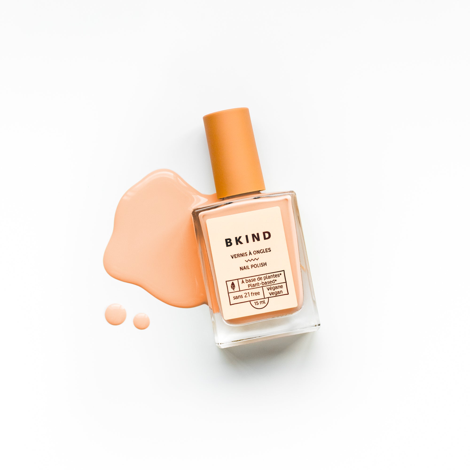 Fuzzy peach BKIND nail polish vegan 21-free 77% plant-based