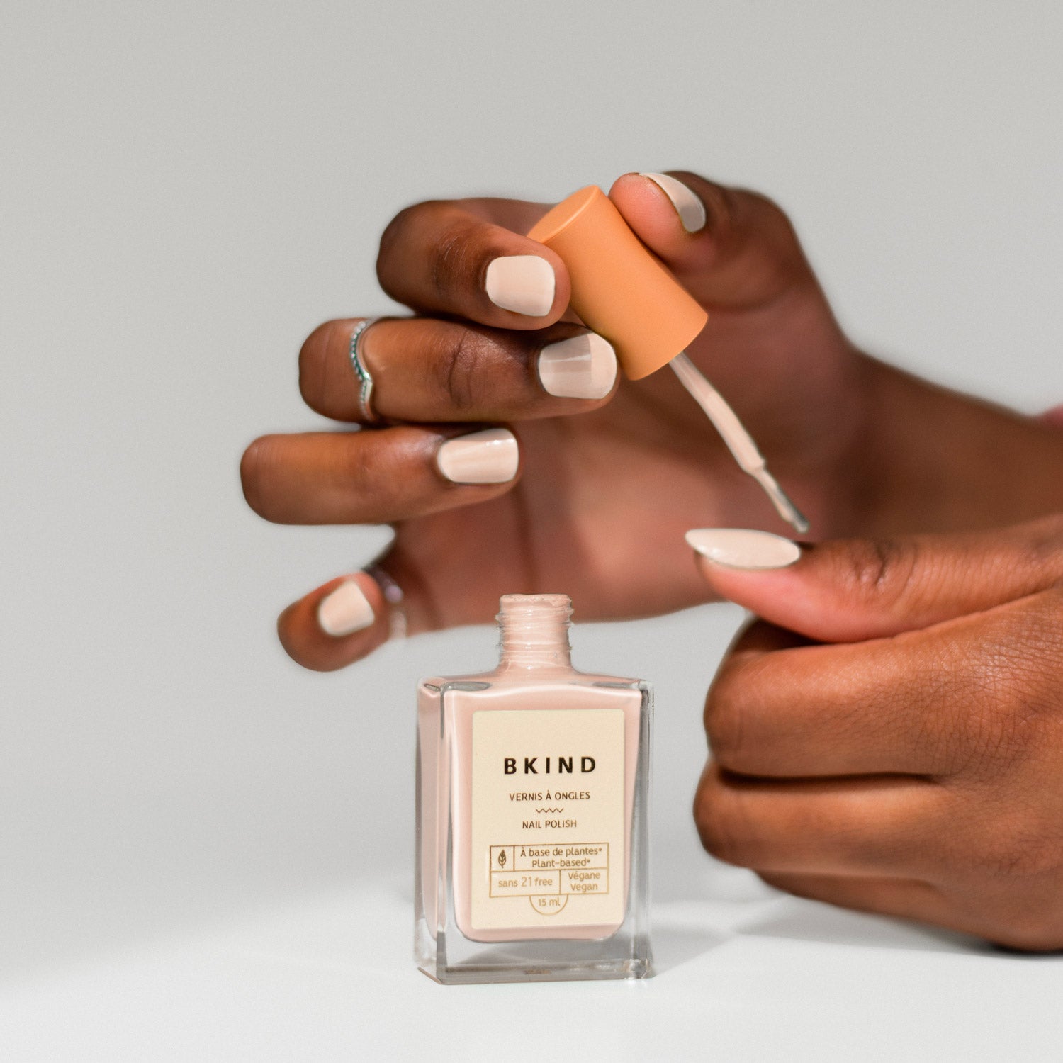 French Pink nail polish BKIND vegan 21-free plant-based polish
