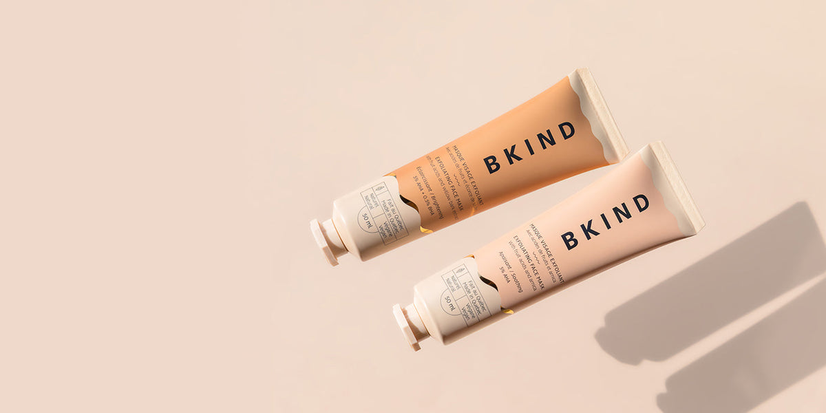 Face exfoliating mask on beige background BKIND