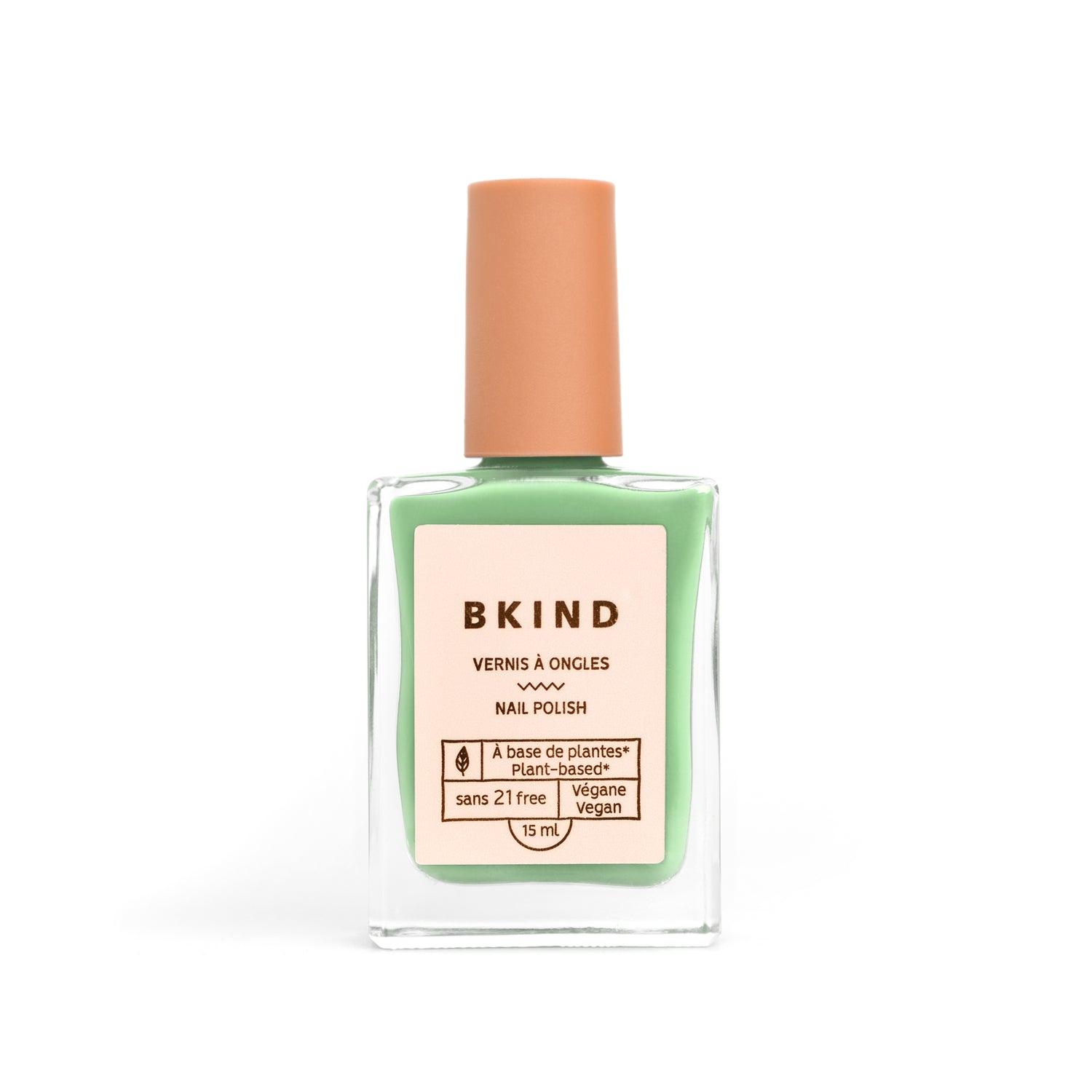 Matcha Latté BKIND nail polish green vegan 21-free 77% plant-based