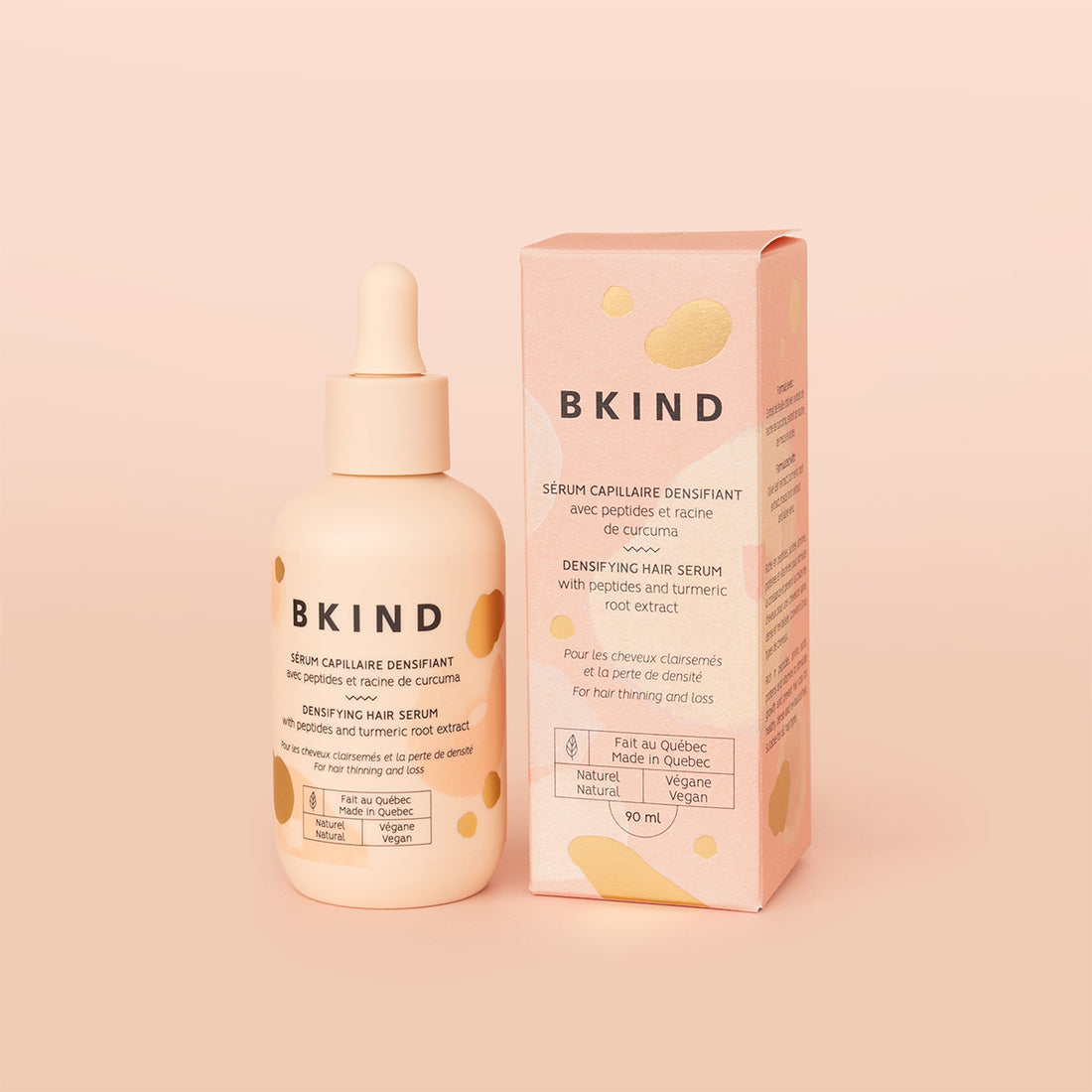 Sérum capillaire densifiant avec peptides et racine de curcuma