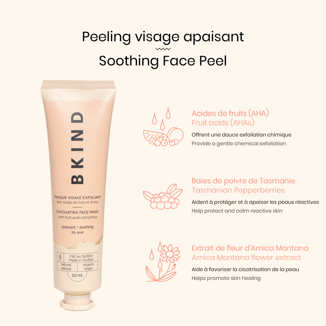 Masque visage exfoliant apaisant avec AHA