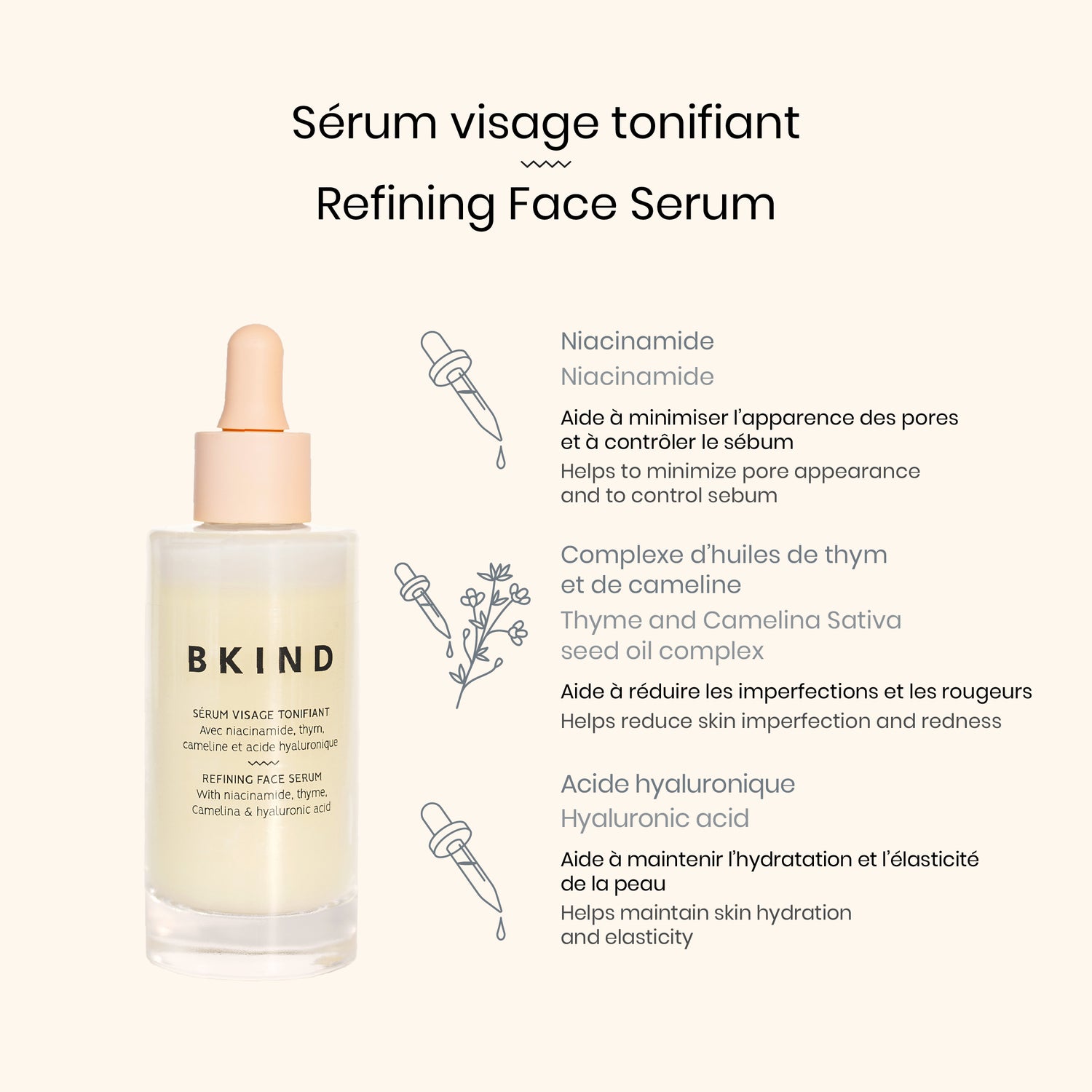 Sérum visage tonifiant avec Niacinamide et eau d&