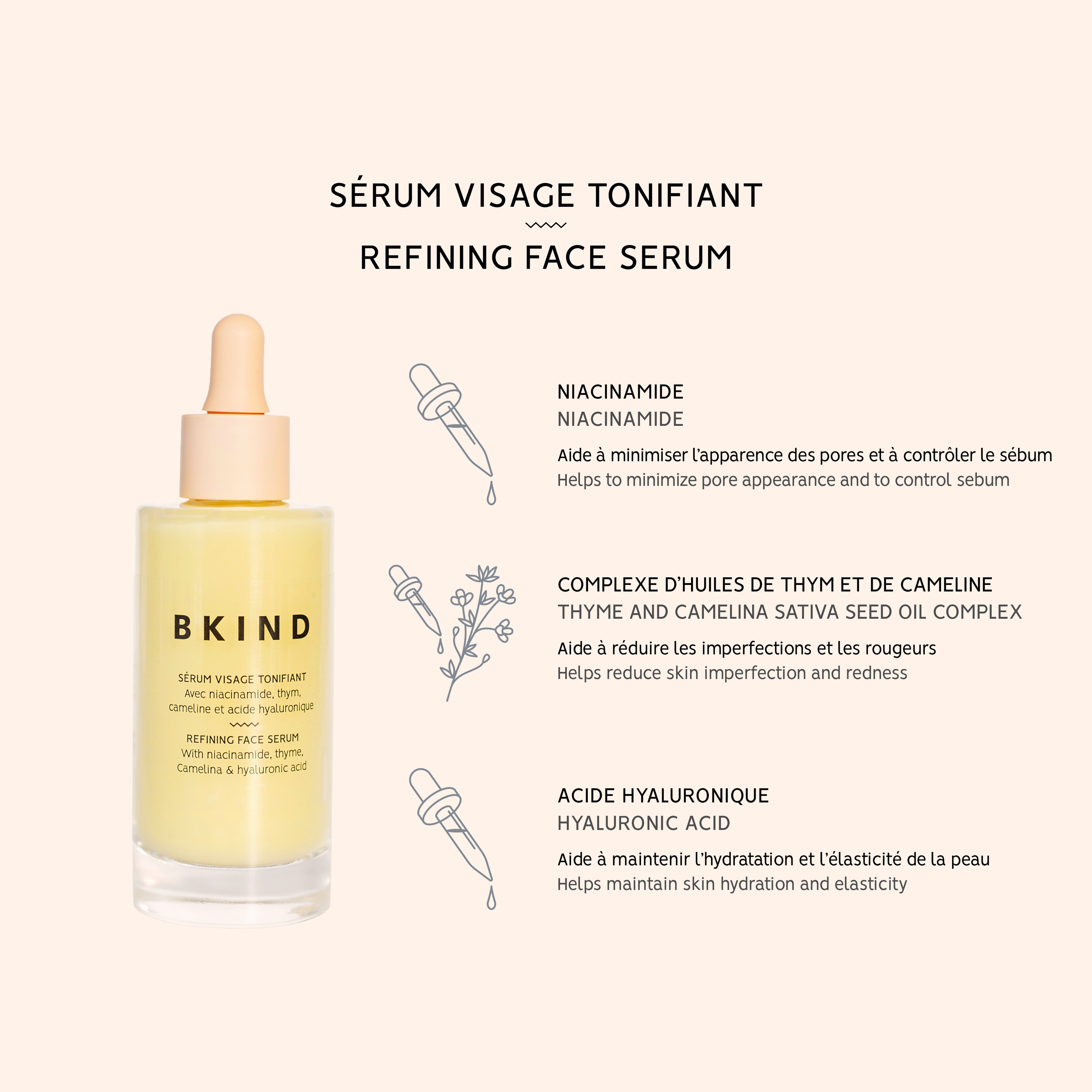 Sérum visage tonifiant avec Niacinamide et eau d&