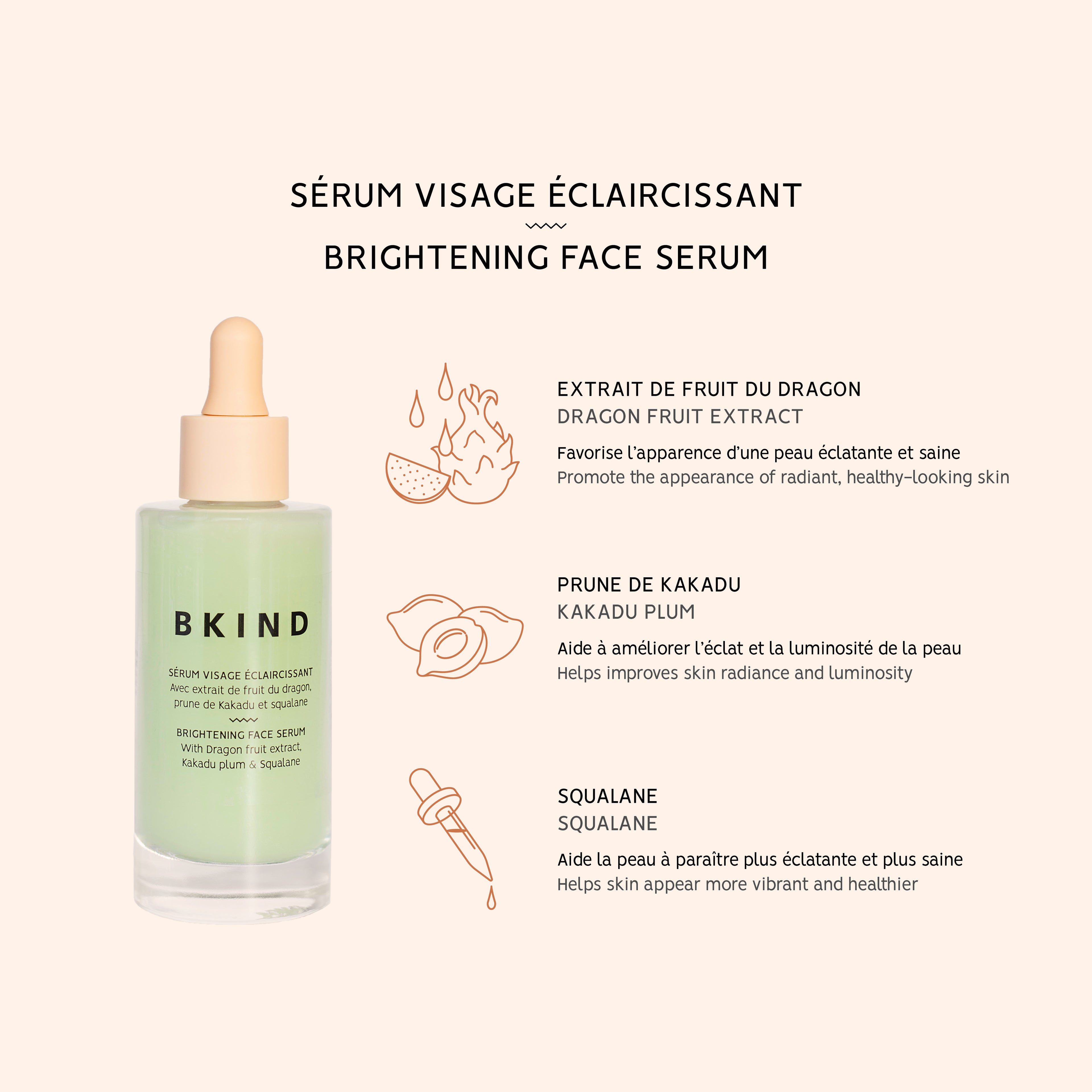 Sérum visage éclaircissant avec vitamine C et Squalane