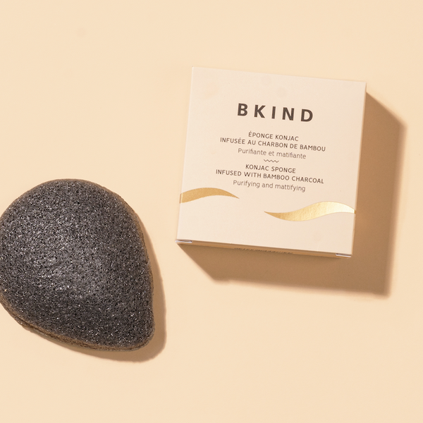Éponge Konjac Au Charbon De Bambou - 100% Naturelle Pour Le Visage, Peau Grasse, Fabriquée En France
