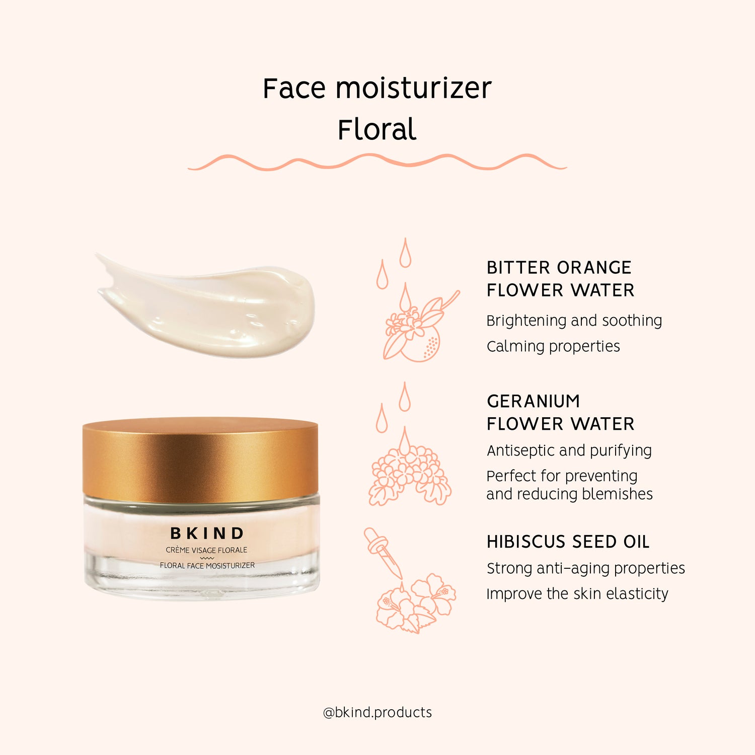 Floral face moisturizer with Hyaluronic Acid