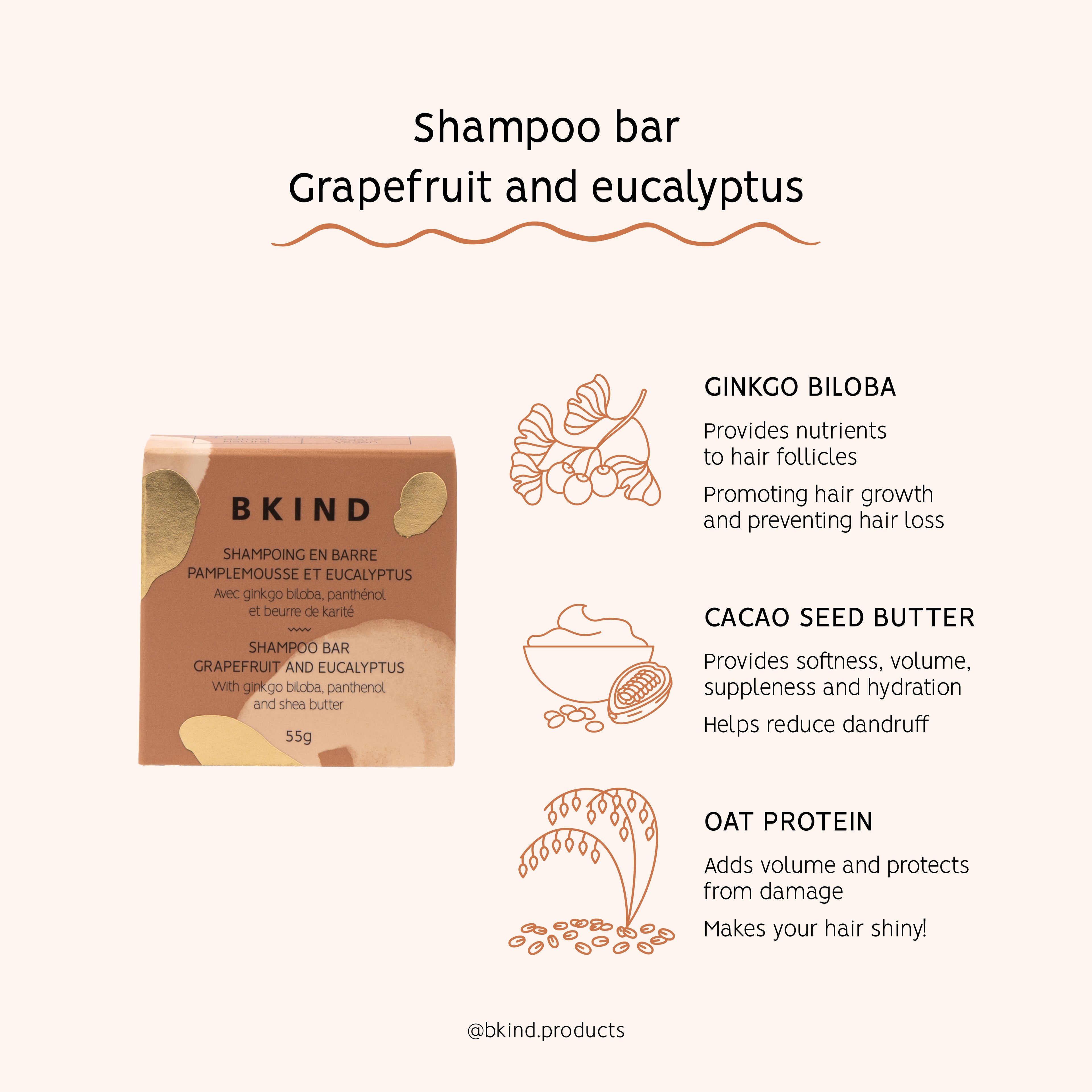 Shampoo bar - Normal and/or oily hair vegan natural sulfate-freeBKIND